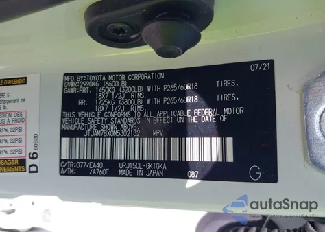 2021 Lexus Gx 460 Premium z USA, uszkodzony, nr VIN JTJAM7BX0M5302132